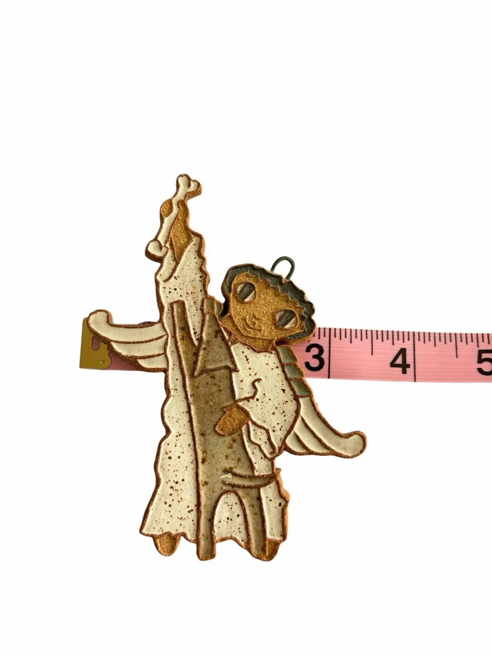 Vintage St. Andrews Abbey Angel Ornament Pottery Stoneware Angel With Dog & Bone - Picture 5 of 7